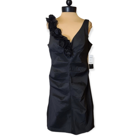 S.L. Fashions Dresses & Skirts - S.L.Fashions Black Taffeta Sequin Hike-up Dress NEW Size 16